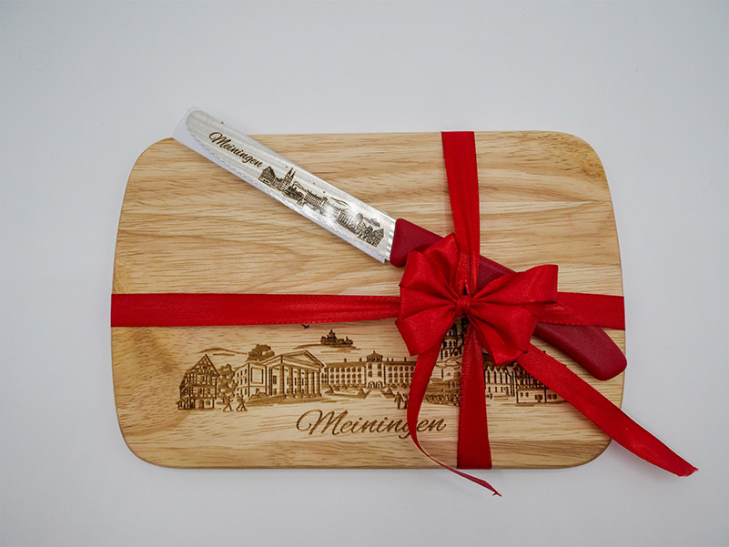 Geschenkset Brotzeitbrett + MesserRot