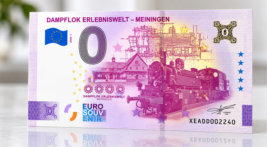 Null-Euro-Schein Dampflok Erlebniswelt Meiningen7:19