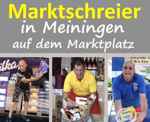Marktschreier mit verkaufslangem Samstag