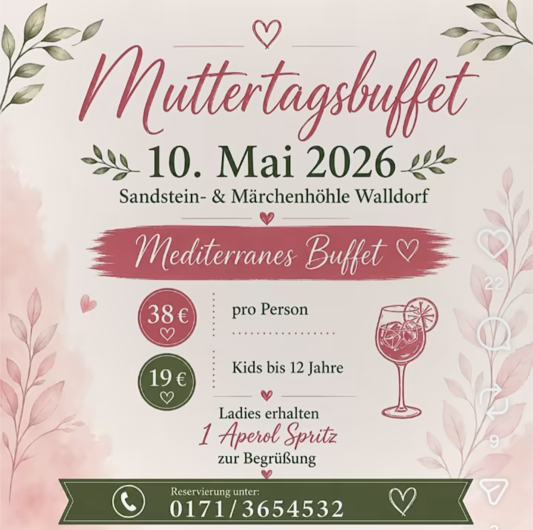 Muttertagsbuffet in der Märchen- und Sandsteinhöhle