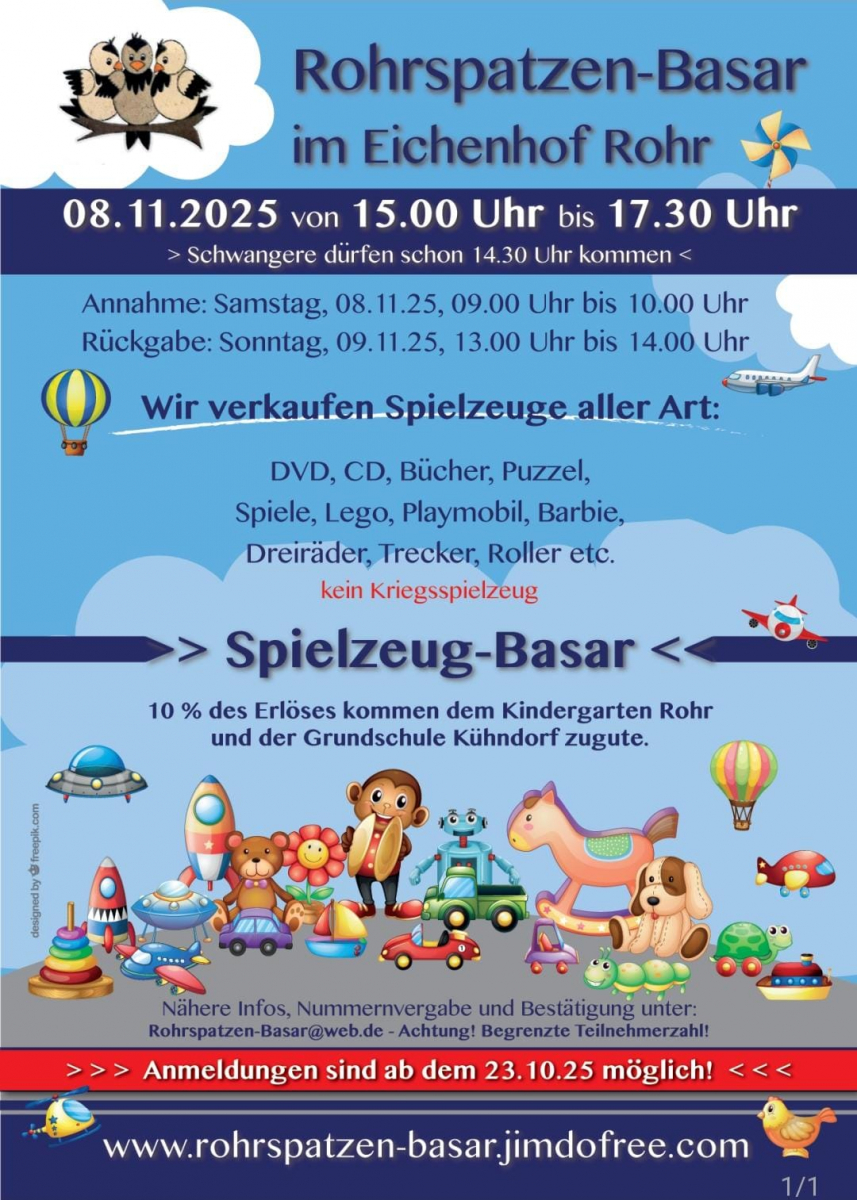 Spielzeug Basar im Eichenhof Rohr 