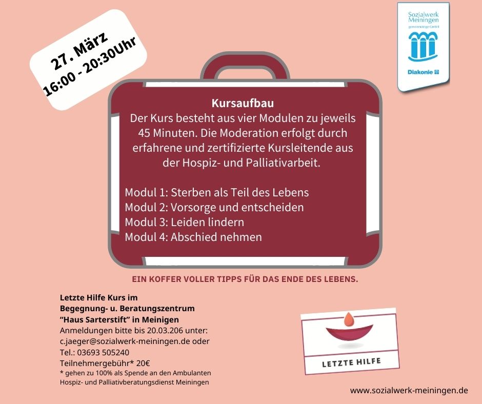 Letzte Hilfe Kurs des Ambulanten Hospiz-& Palliativberatungsdienstes Meiningen