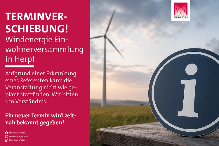 Terminverschiebung der Einwohnerversammlung zum Thema Windkraft 